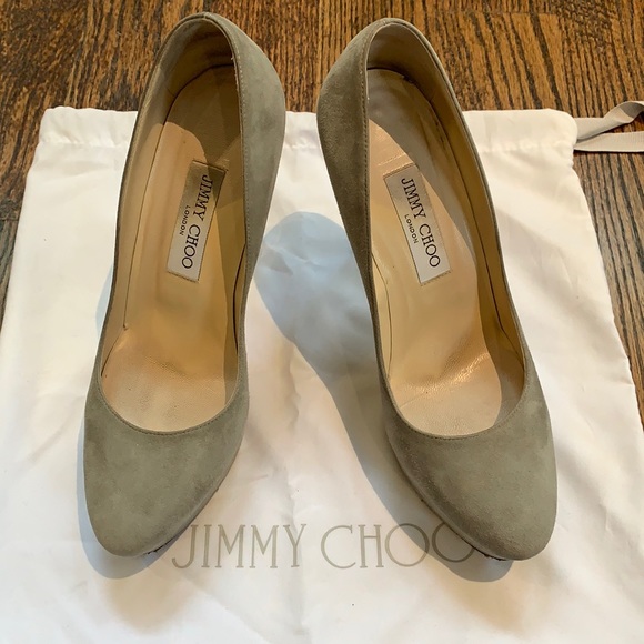 Jimmy Choo sz 38.5 grey suede platform pumps - Picture 1 of 6